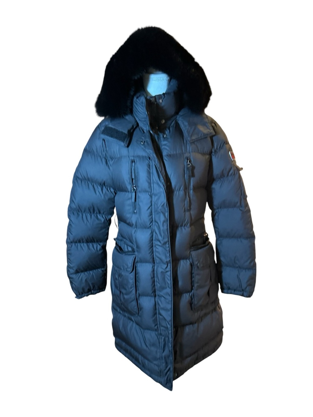 Burberry Black Quilted Down Parka with Fur Hood